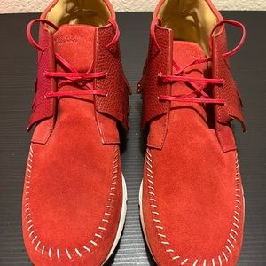 BUSCEMI MENS GLADIATOR RED/WHITE LEATHER SNEAKER